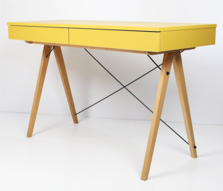 minko, biurko minko, biurko z kolorowym blatem, żółte biurko